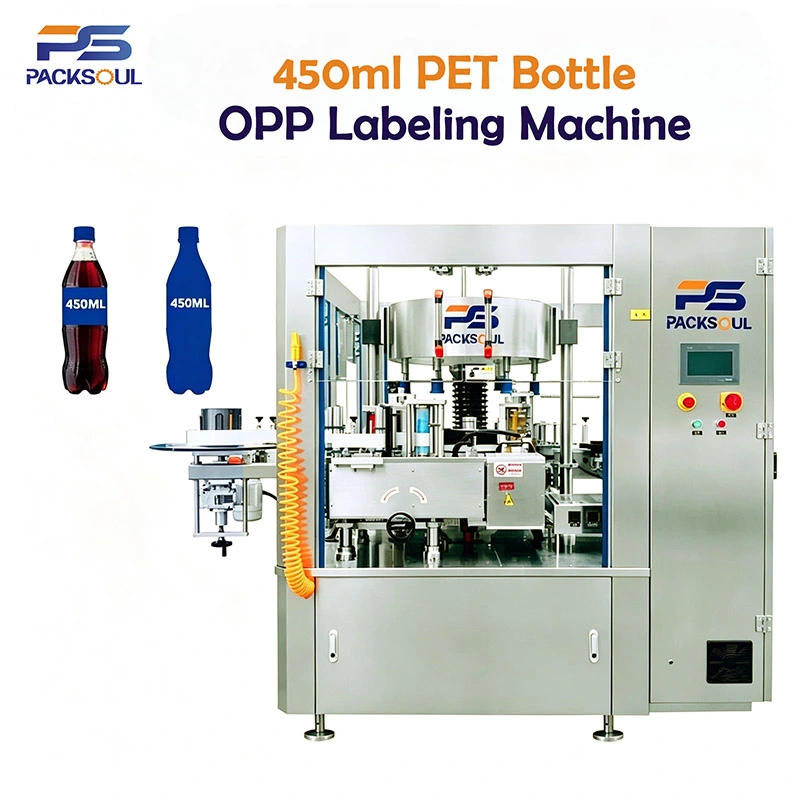 เครื่องติดฉลาก OPP ขวด PET ขนาด 450 มล