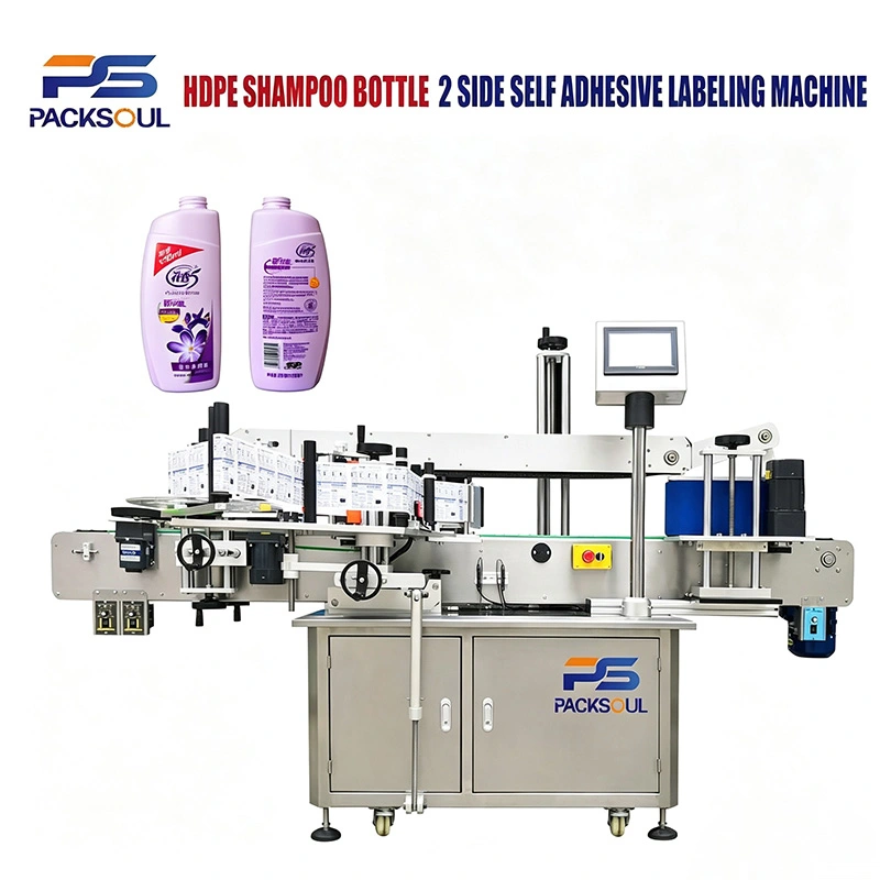 เครื่องติดฉลากขวดแชมพู HDPE สองด้าน